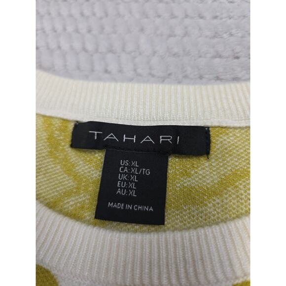 Tahari Sweater Womens XL Cream & Green Floral Hawaiian Print - Picture 4 of 7